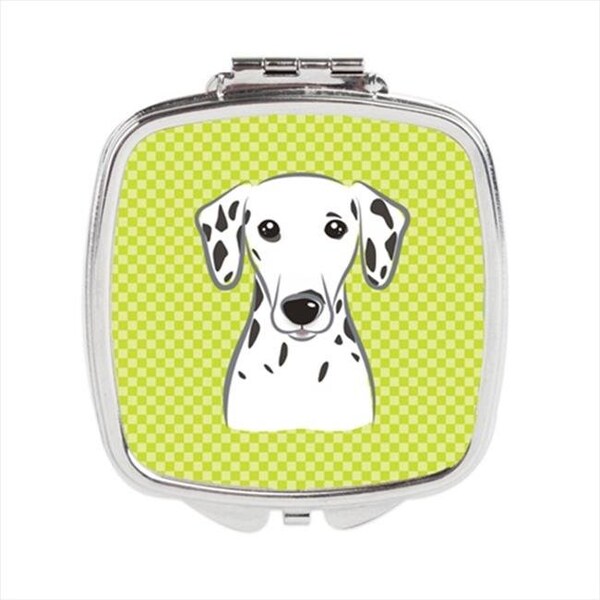 Carolines Treasures Carolines Treasures BB1272SCM Checkerboard Lime Green Dalmatian Compact Mirror; 2.75 x 3 x .3 In. BB1272SCM - main